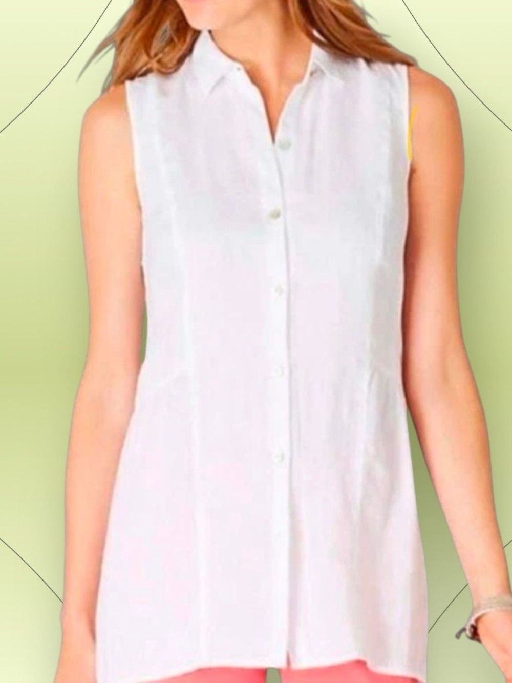 J. Jill Love Linen Sleeveless Button Tunic Top Sz S Petite Lagenlook Coastal